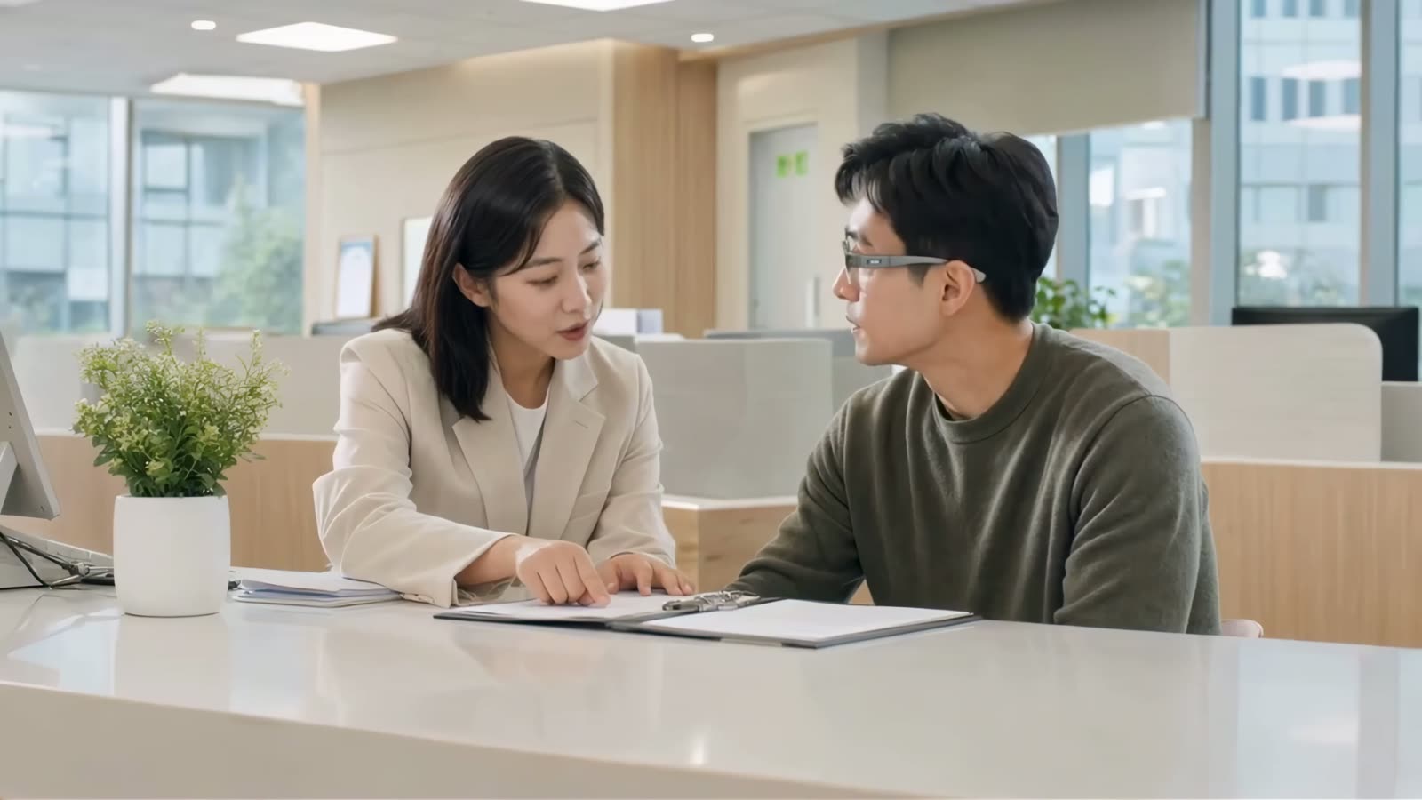 은행 창구 상담 장면